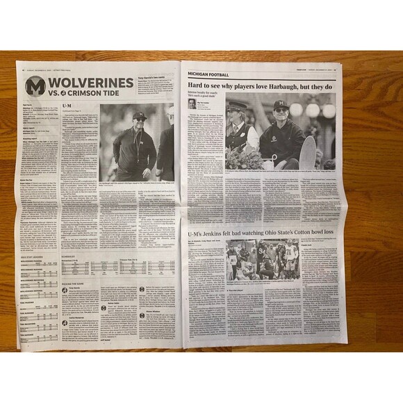 Michigan Wolverines Alabama preview Free Press newspaper 12/31/23 - Picture 2 of 3